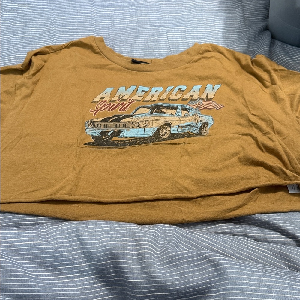American Spirit Kids Car Graphic Tee in Mustard